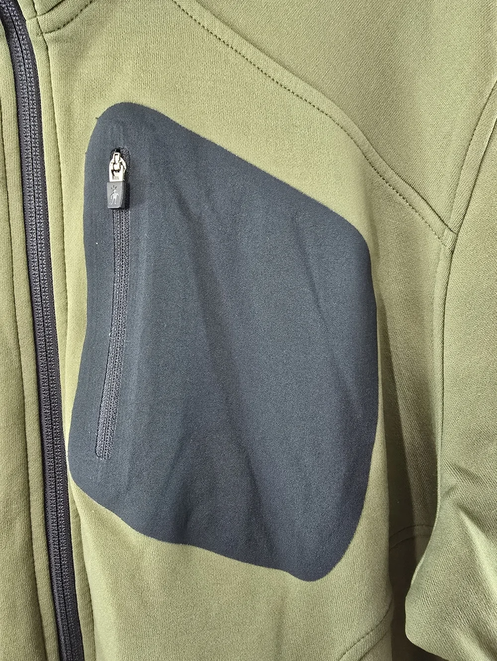 Smartwool Synergy Merino Wool Full Zip Jacket Olive Army Green Mens Size L HTF